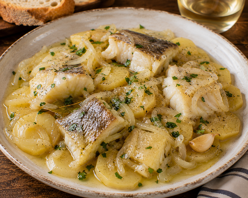 Baccala alla Triestina (Italian Trieste Style Salt Cod with Potatoes and White Wine)