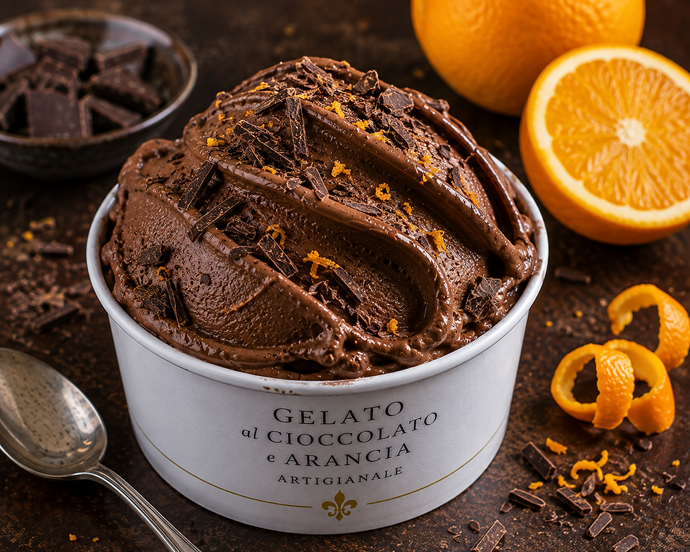 Gelato al Cioccolato e Arancia (Italian Chocolate and Orange Gelato)