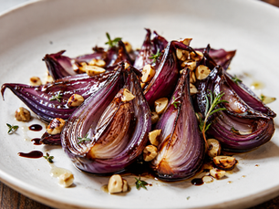 Cipolla Rossa al Forno, Balsamico e Nocciole (Italian Roasted Red Onion with Balsamic and Hazelnuts)