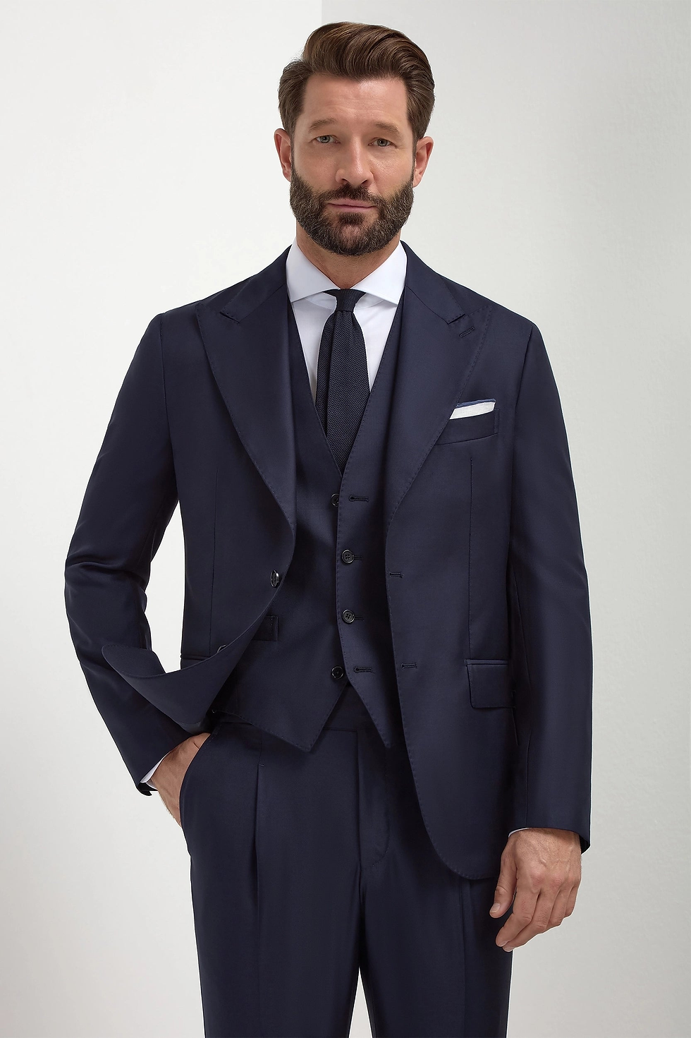 Thumbnail: Single Breasted Wool Waistcoat - Blue