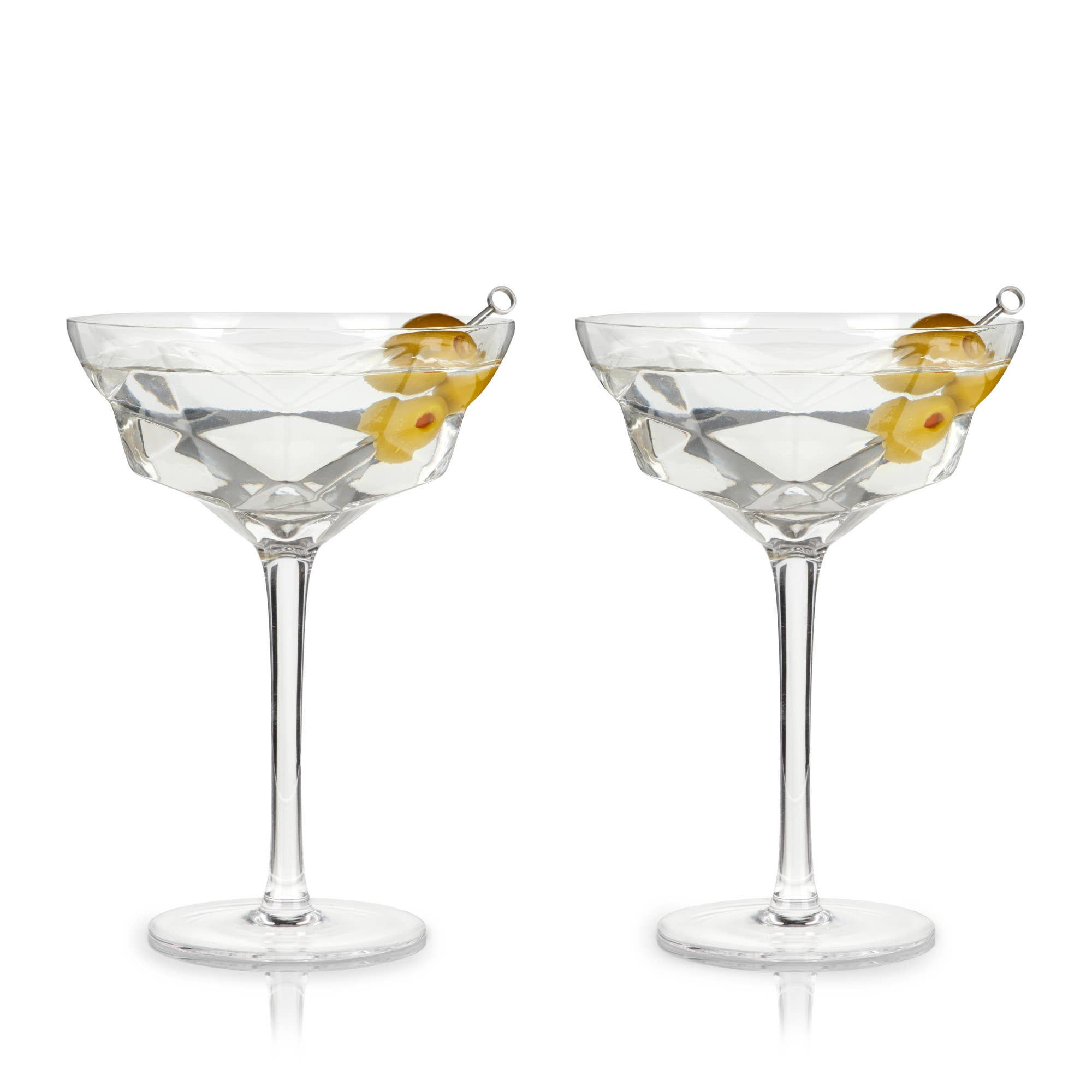 Seneca™ Faceted Crystal Martini Glasses Set of 2
