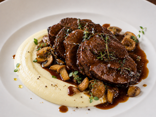 Brasato al Barolo con Purè di Sedano Rapa e Funghi Porcini - Barolo-Braised Beef with Celeriac Purée and Porcini Mushrooms