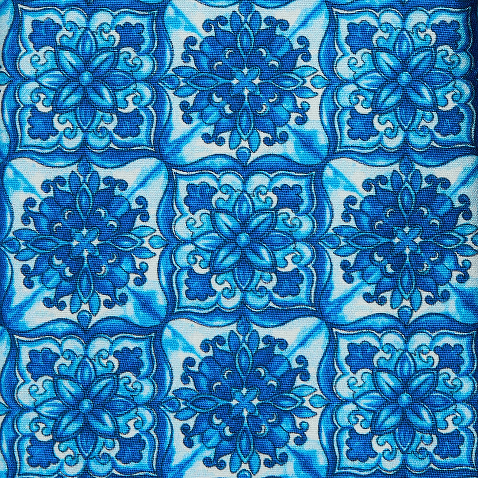 Thumbnail: The Flower of Majolica - Duchesse Silk Tie - Blue