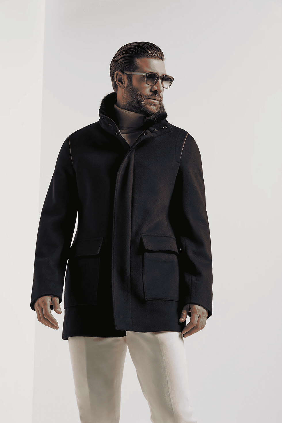 Thumbnail: Mink Collar Coat - Blue