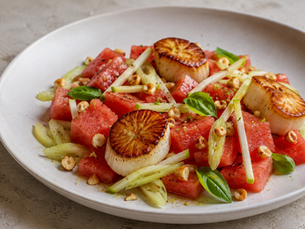 Insalata di Anguria, Capesante Scottate e Mela Verde (Italian Watermelon, Seared Scallop and Green Apple Salad)