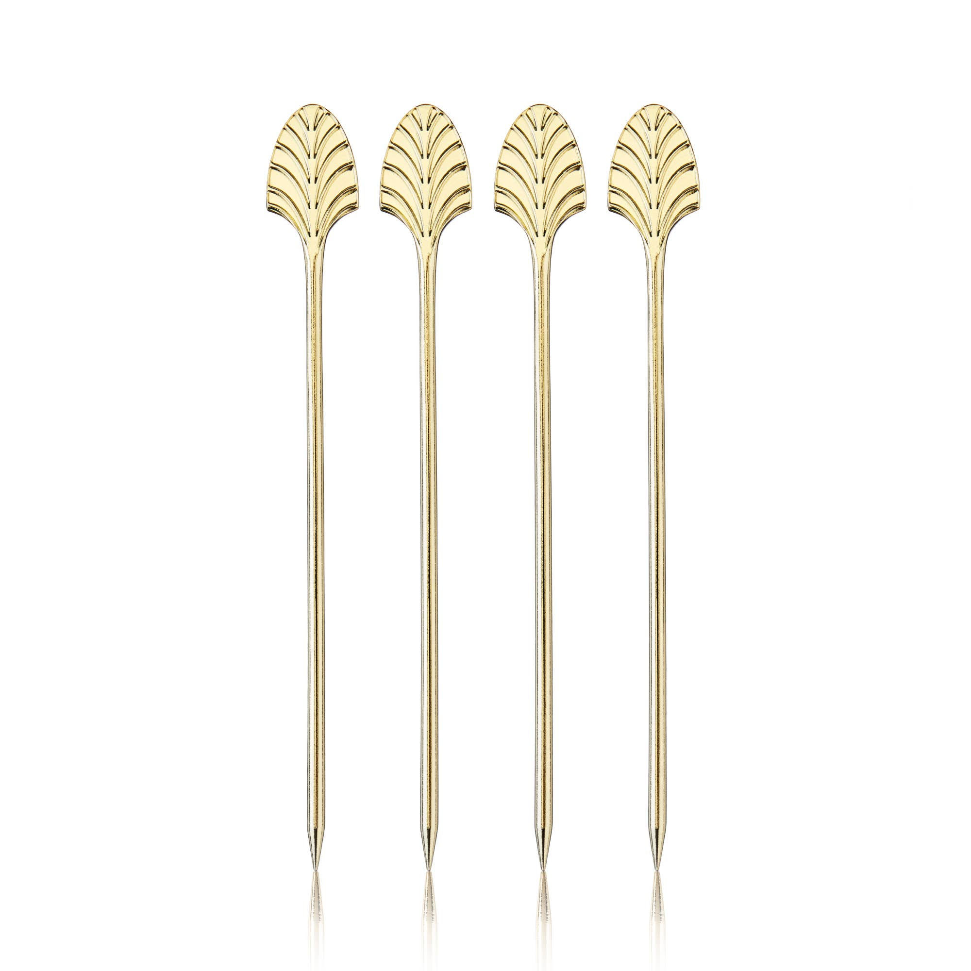 Art Deco Reusable Gold Plated Cocktail Picks Set of 4