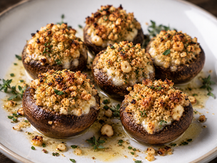 Italian Piedmontese Stuffed Mushrooms | Funghi Ripieni alla Piemontese con Robiola e Grissini Torinesi