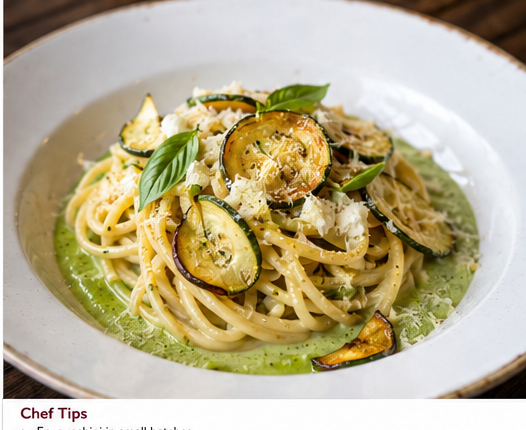 Italian Fresh Spaghetti alla Chitarra alla Nerano with Pea Cream | Spaghetti alla Chitarra Freschi alla Nerano con Crema di Piselli