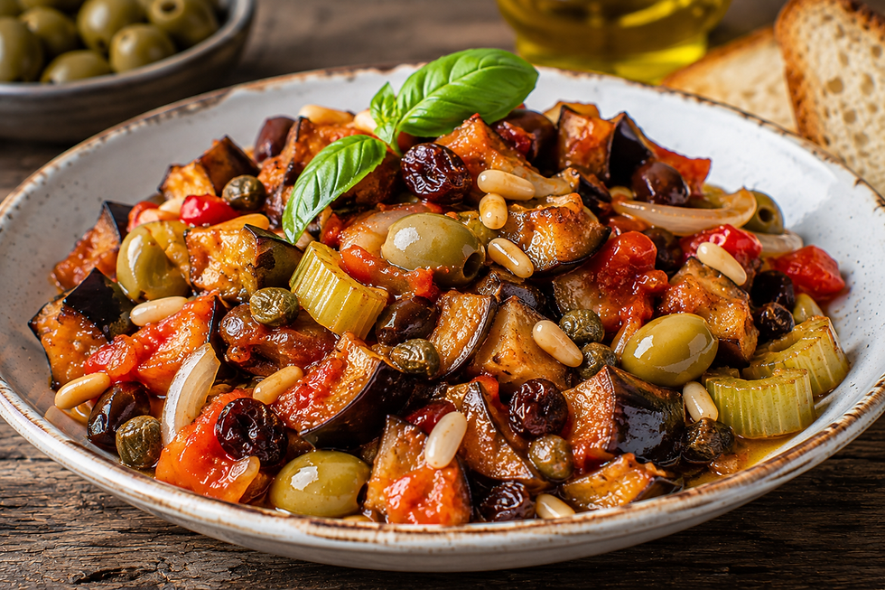 Caponata Siciliana (Traditional Italian Sicilian Sweet and Sour Eggplant)