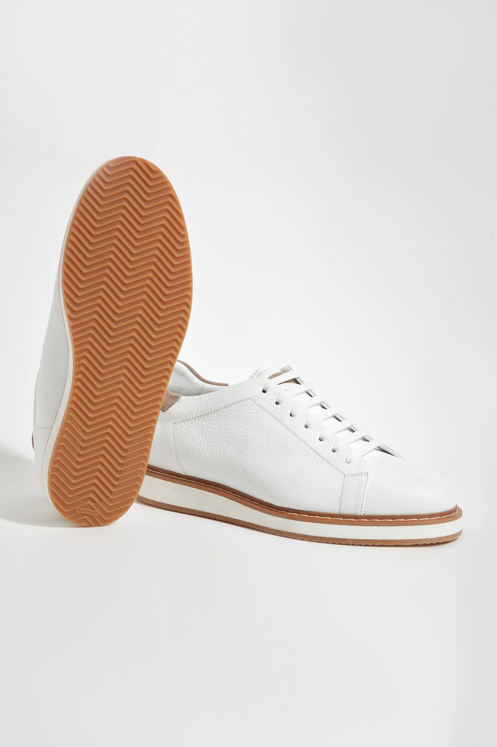 Grained Leather Sneakers - White