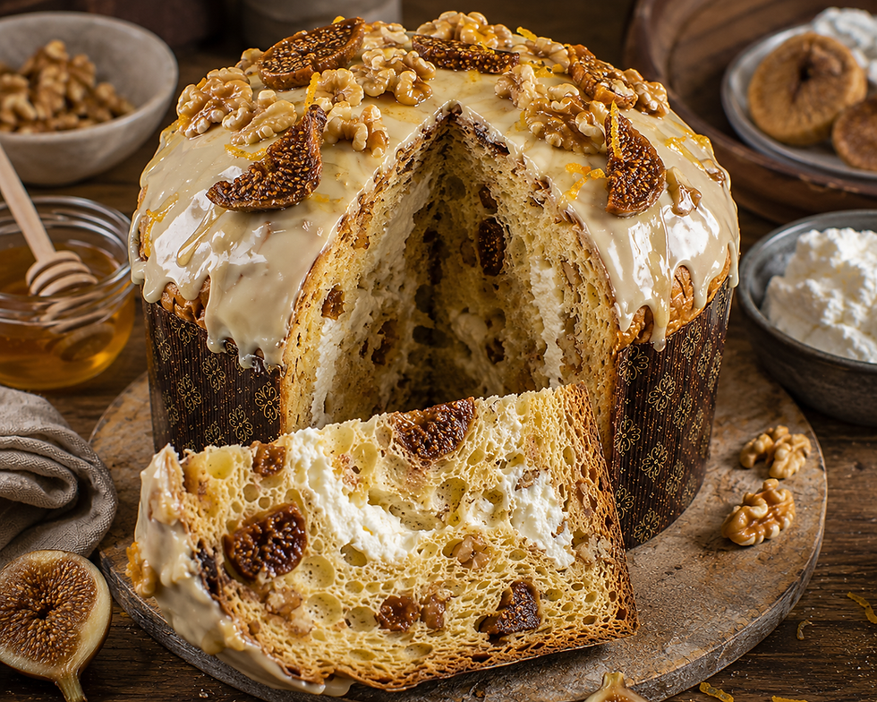 Panettone Ricotta, Fichi e Miele di Castagno (Italian Ricotta, Fig, and Chestnut Honey Panettone)