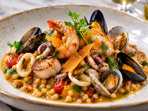 Fregola ai Frutti di Mare e Bottarga (Italian Sardinian Fregola)