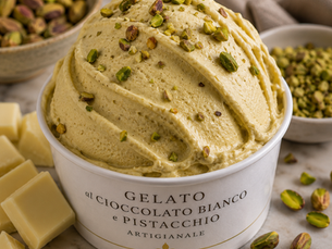 Gelato al Cioccolato Bianco e Pistacchio (Italian White Chocolate and Pistachio Gelato)
