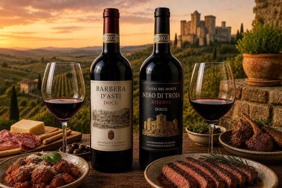 Barbera d’Asti DOCG vs Castel del Monte Nero di Troia Riserva DOCG