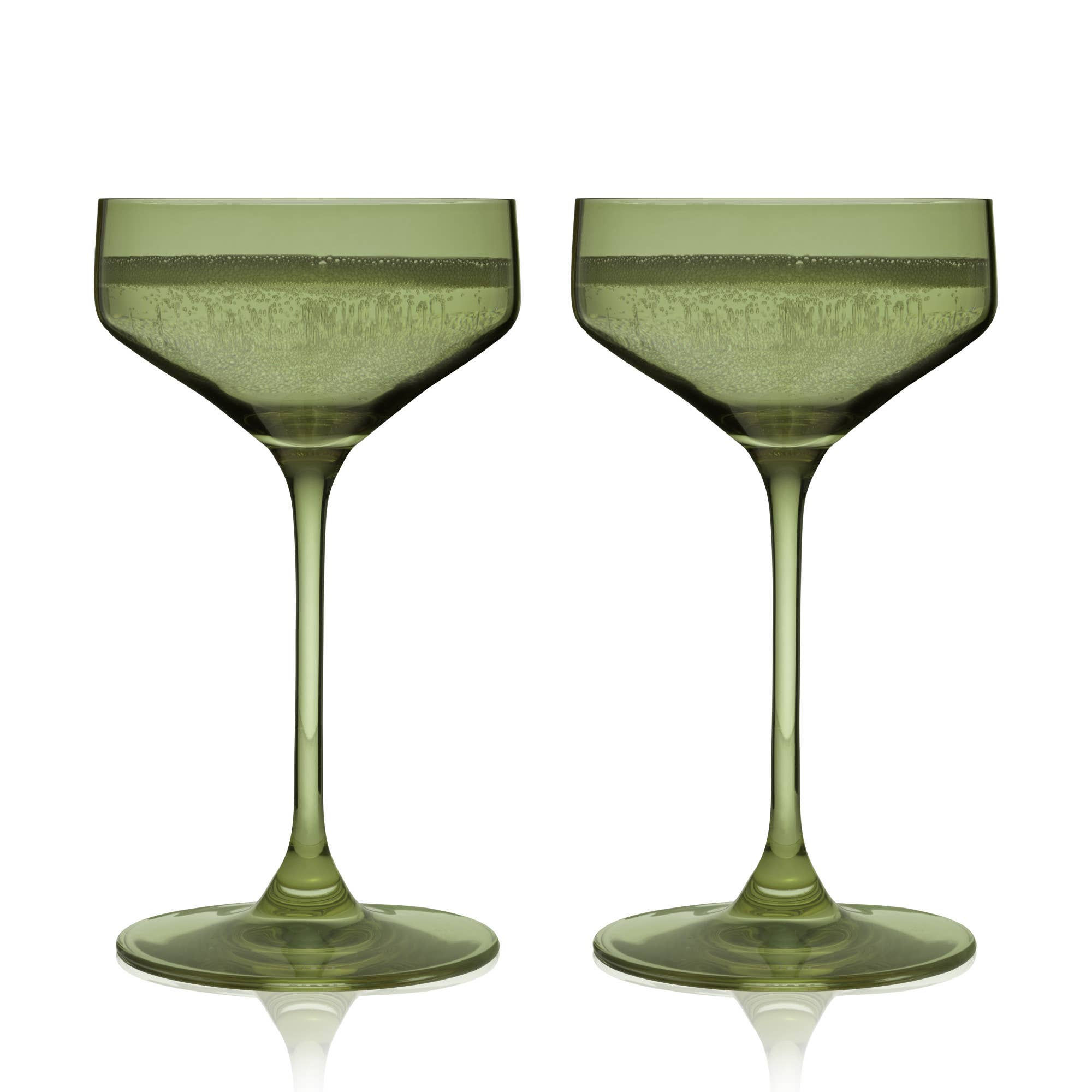 Reserve Nouveau European Crystal Coupes in Sage Set of 2