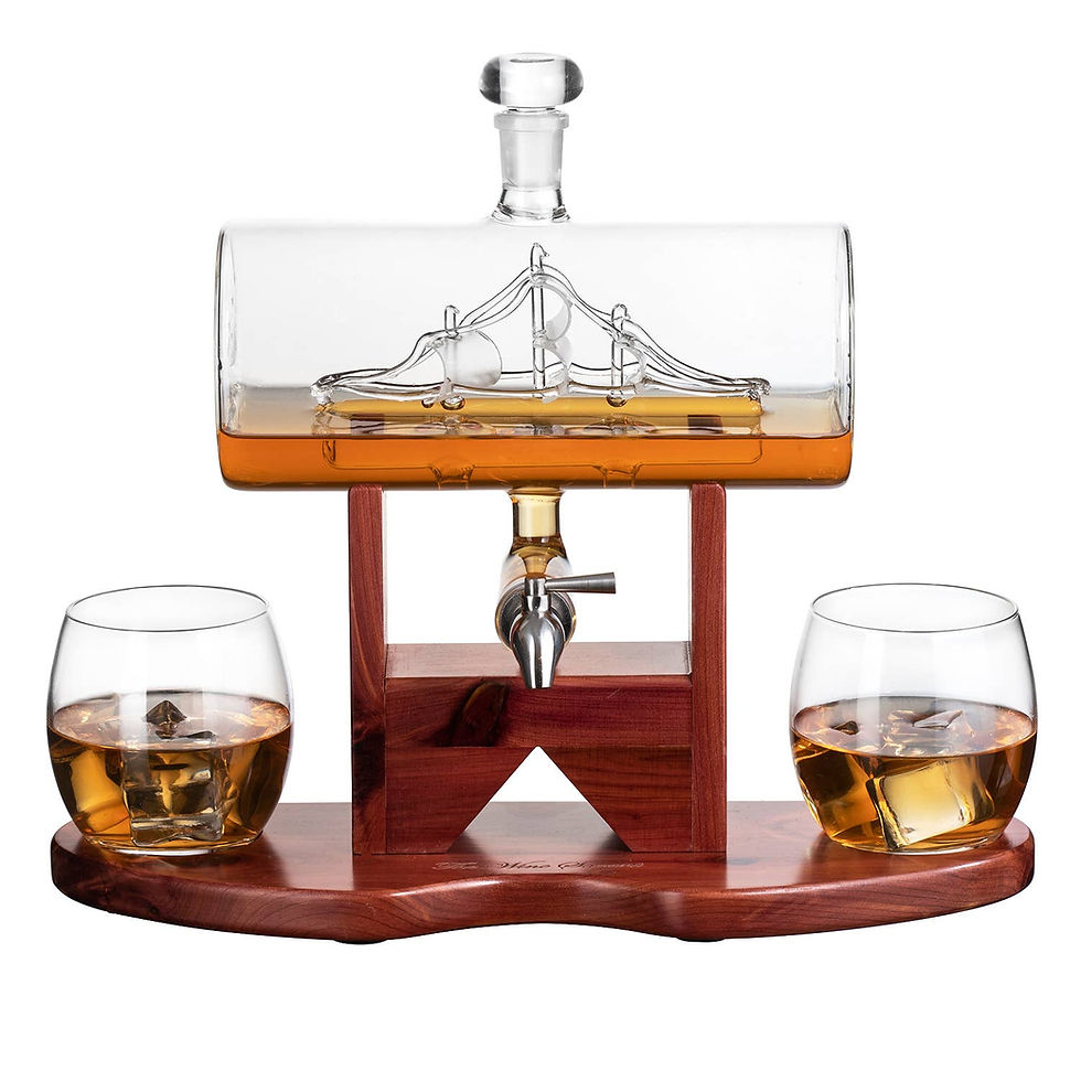 Thumbnail: Whiskey Decanter Ship Set with Glasses