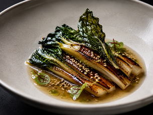 Bietola Laccata al Miso di Ceci, Kombu e Pepe Sansho (Italian Chickpea Miso Glazed Swiss Chard)