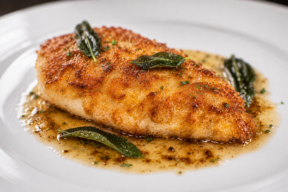 Petto di Pollo in Crosta di Parmigiano con Burro e Salvia (Italian Parmesan Crusted Chicken Breast)