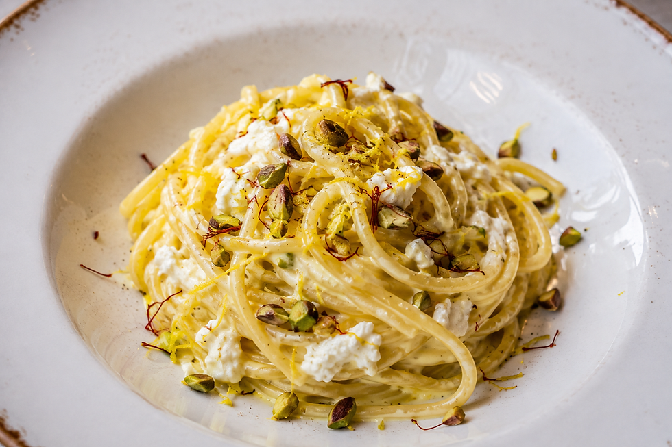 Italian Fresh Spaghetti alla Chitarra with Goat Ricotta and Saffron Cream | Spaghetti alla Chitarra Freschi con Ricotta di Capra e Zafferano