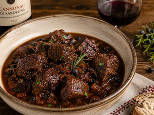 Spezzatino di Cinghiale al Cannonau con Ginepro (Italian Wild Boar Stew with Cannonau and Juniper)