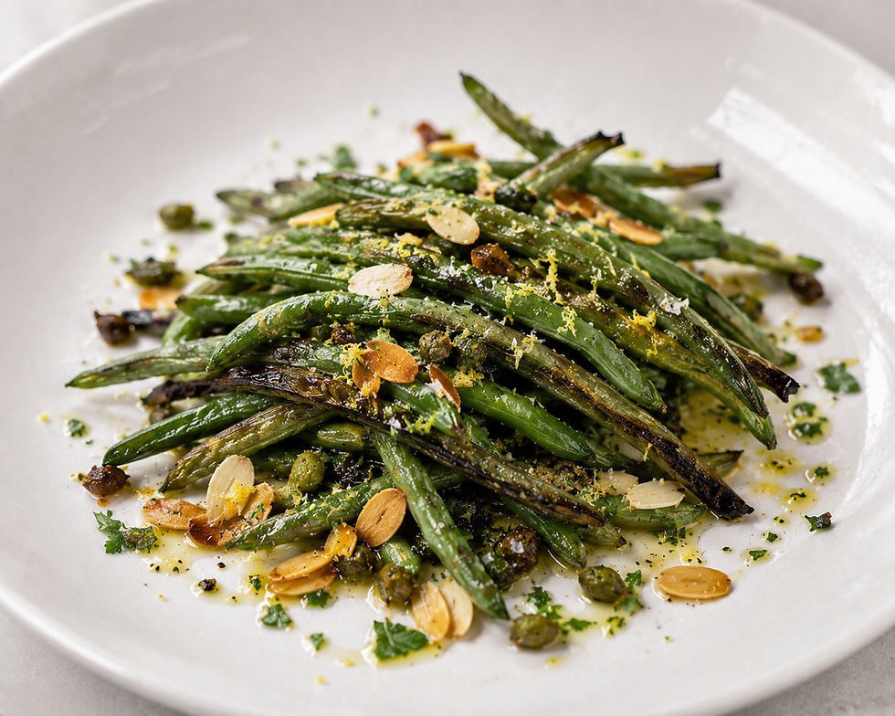 Fagiolini alla Brace con Mandorle, Capperi e Limone (Italian Charred Green Beans)