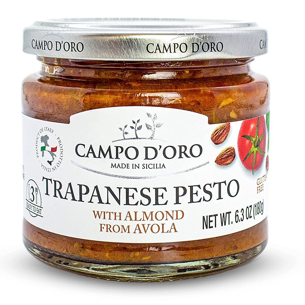 Trapanese Pesto Sauce, made with Tomato Sauce, Basil & Almonds. Italian Special