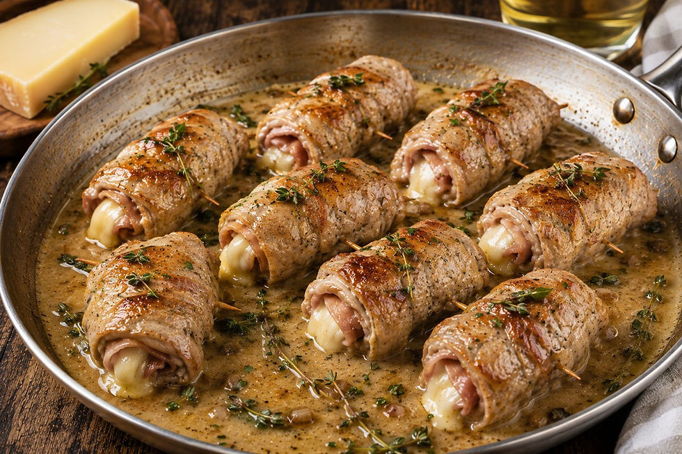 Involtini di Vitello alla Piemontese con Grissini Torinesi, Toma e Prosciutto (Italian Piedmontese Veal Rolls)