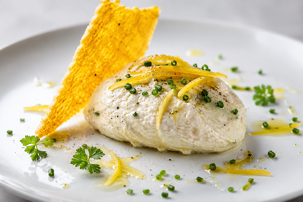 Baccalà Mantecato con Cialda di Polenta Croccante e Limone Candito