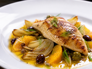 Petto di Pollo con Finocchi Arrosto, Arancia e Olive (Italian Orange Fennel Chicken Breast)