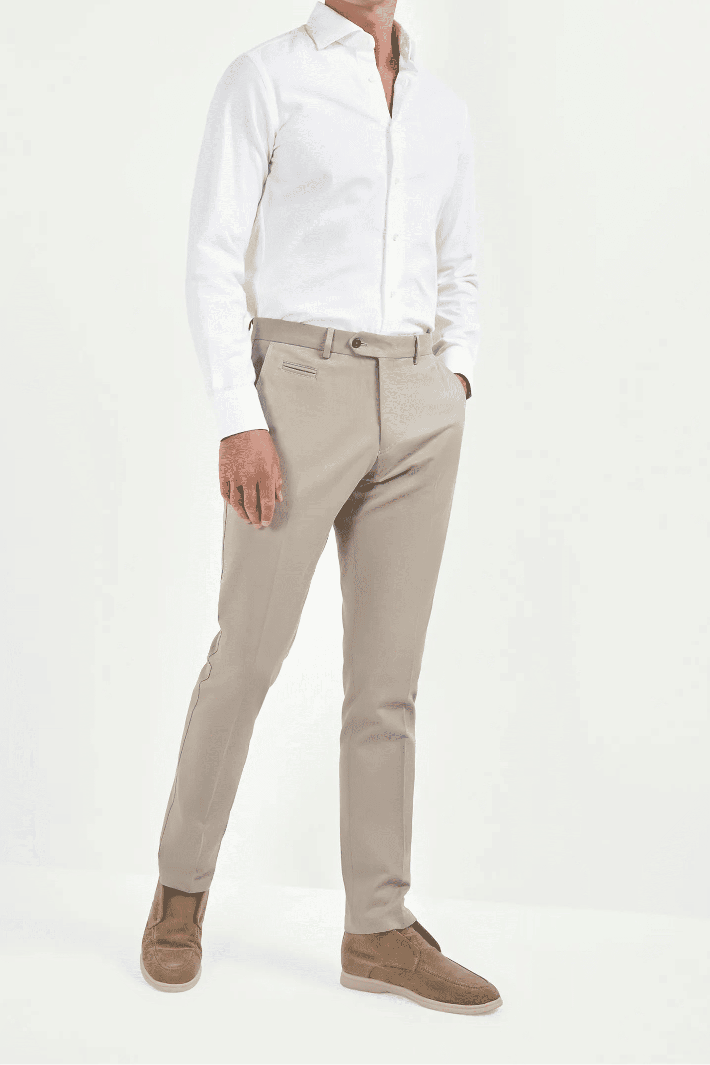 Cotton and Cashmere Garda Trousers - Mastic