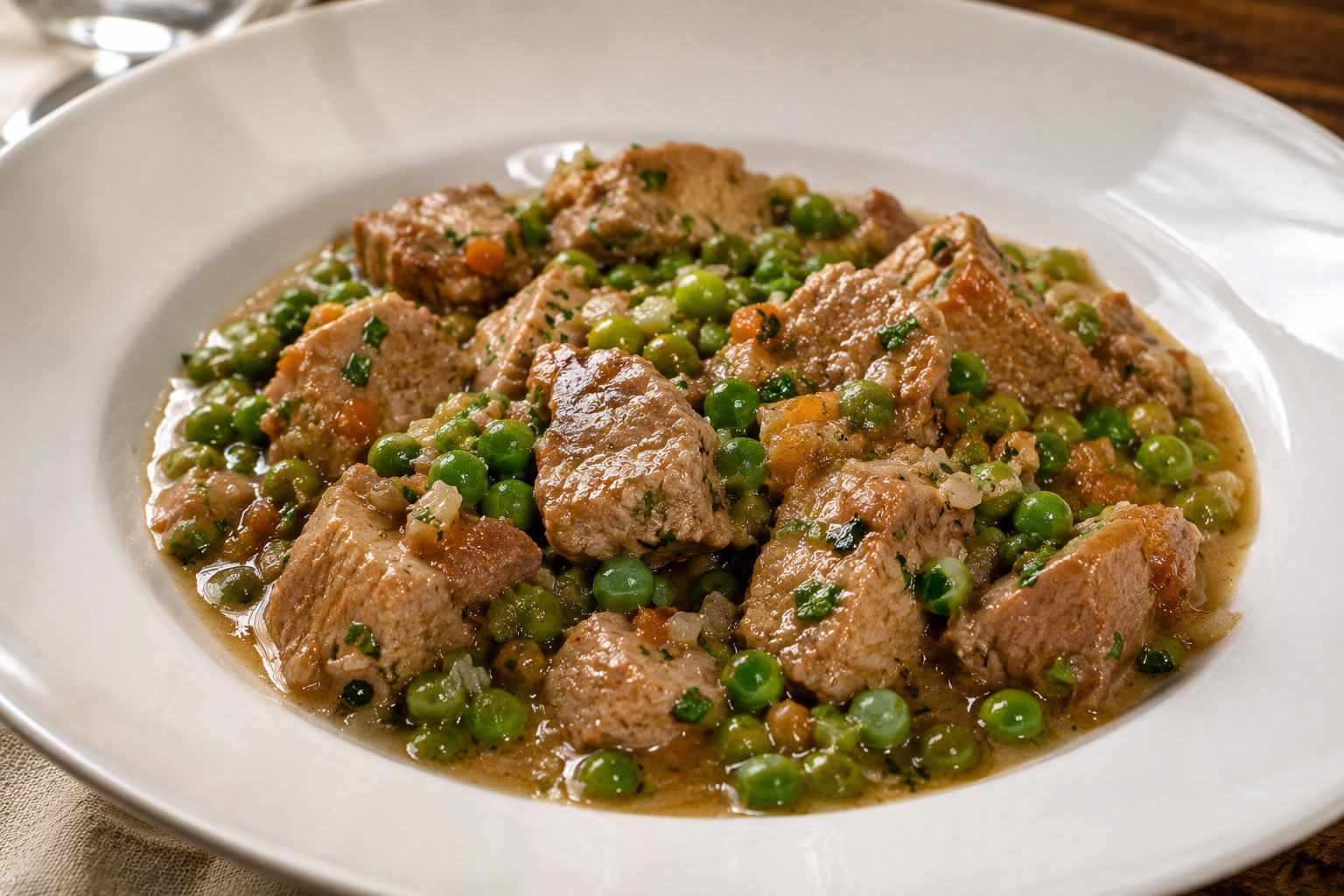 Spezzatino di Vitello con Piselli alla Romana (Italian Roman Style Veal Stew with Peas)