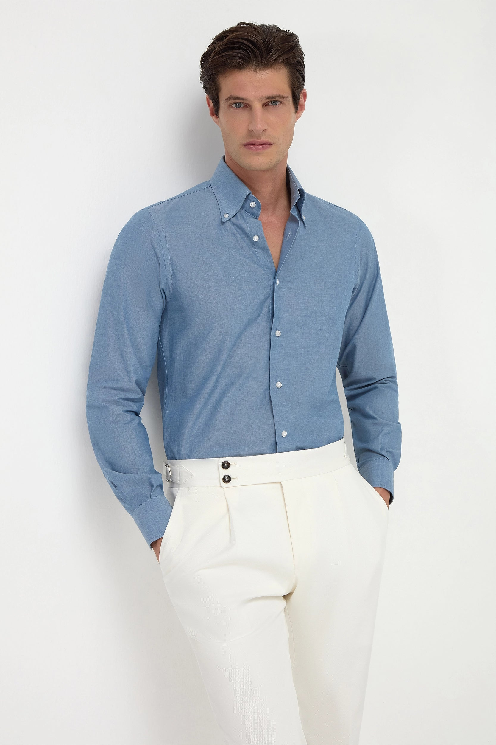 Chambray Button Down Shirt - Blue