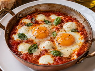 Uova in Cocotte con Spinaci, Parmigiano e Tartufo Nero (Italian Baked Eggs en Cocotte with Spinach, Parmigiano & Black Truffle)