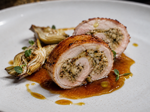 Coniglio Ripieno alle Erbe, Carciofi e Pecorino (Reimagined Italian Stuffed Rabbit with Artichokes, Herbs and Pecorino)