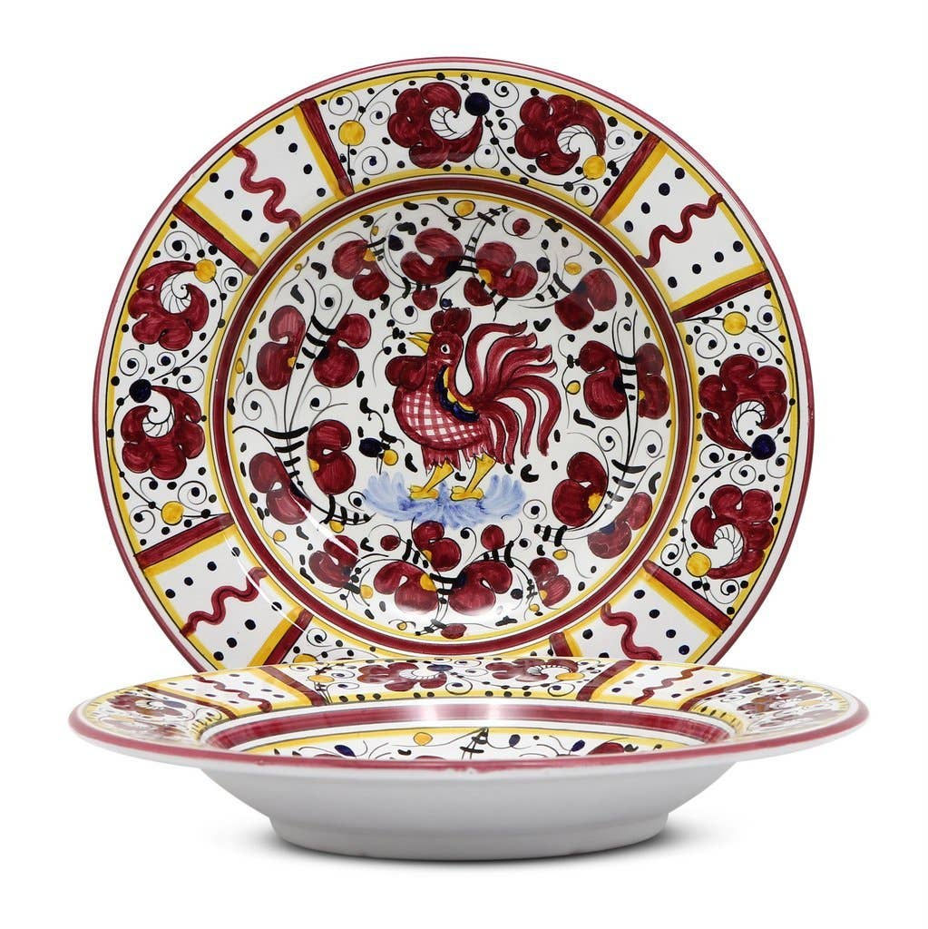 Orvieto Red Rooster: Rim Pasta Soup Plate