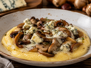 Polenta con Funghi e Castelmagno (Italian Polenta with Wild Mushrooms and Castelmagno)