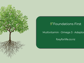 Foundations First — tree with roots illustration  representing foundational supplements for women  in midlife. Foxy For Life by Cherice Baker,  Natural Medical Practitioner NZ.