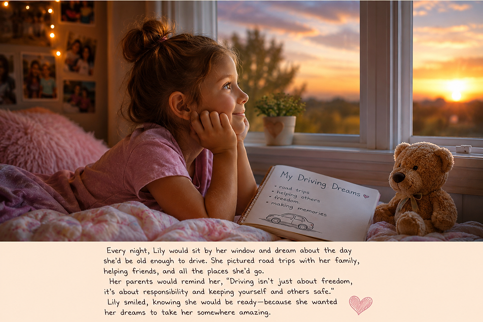 Young girl staring intently out the window.