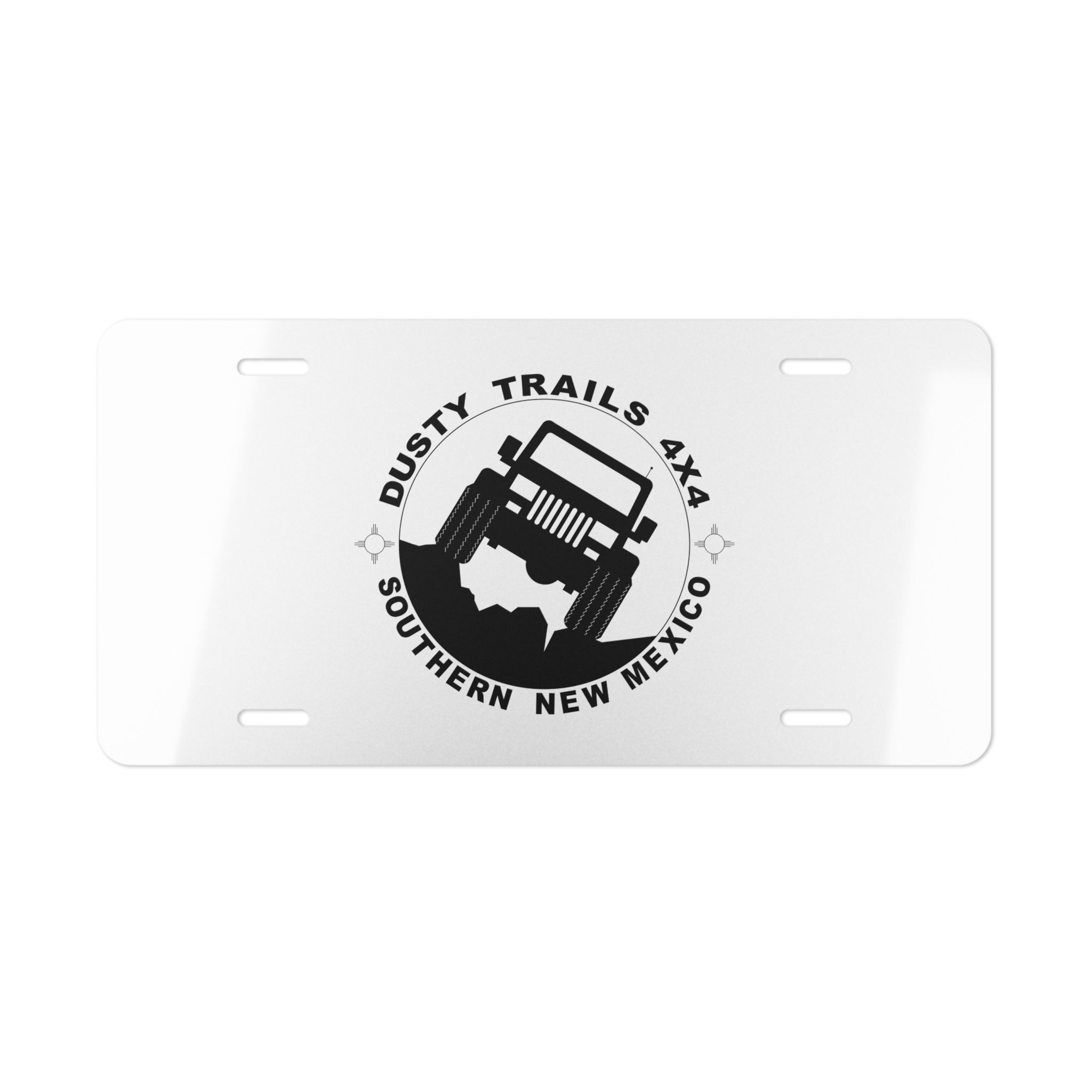 Dusty Trails 4x4 Vanity Plate (White)