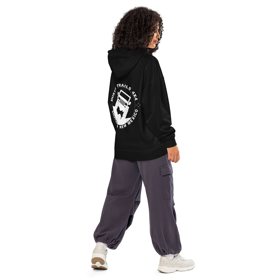 Thumbnail: Dusty Trails 4X4 Black Unisex organic relaxed hoodie