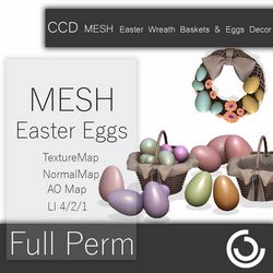 CCD MESH Easter Wreath Baskets & Eggs Decor 001