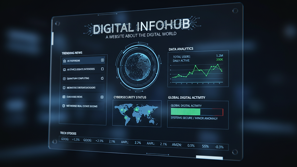 Close-up view of a digital dashboard with various tech widgets