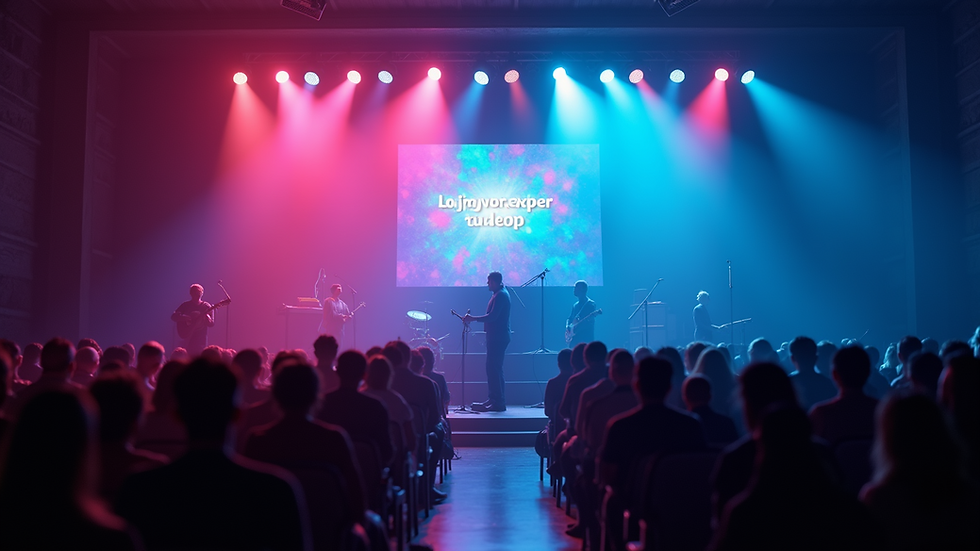Close-up view of a church LED display showing colorful worship lyrics