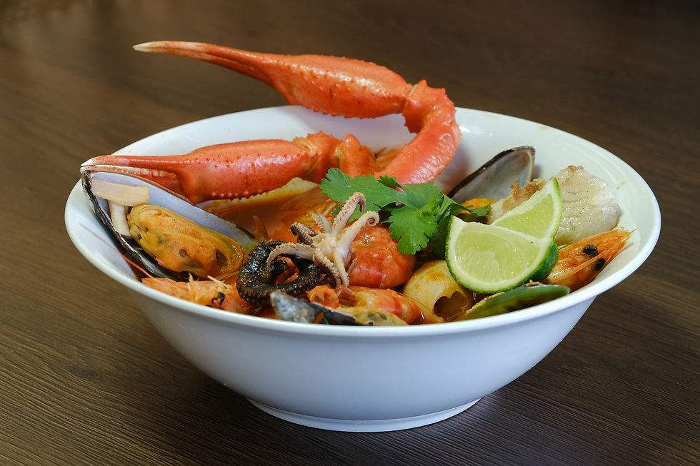 7 Mares. A mix of Seafood cooked in a spicy broth.