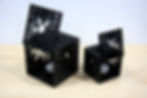 Open Hinge View of the small and large Matt Black Acrylics Cube Tealight Lanterns in Star Pattern