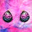 Thumbnail: Transgender Pride Flag Pink White & Blue Fritillary Butterfly wing Earring Studs side by side on tie dye  cloth