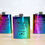 Thumbnail: Set of 3 8oz Rainbow coloured stainless steel flasks sitting on a bench