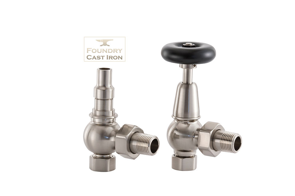 Thumbnail: Arundel UK20 Traditional Manual Radiator Valve Set | Angled | Arroll | Brushed Nickel
