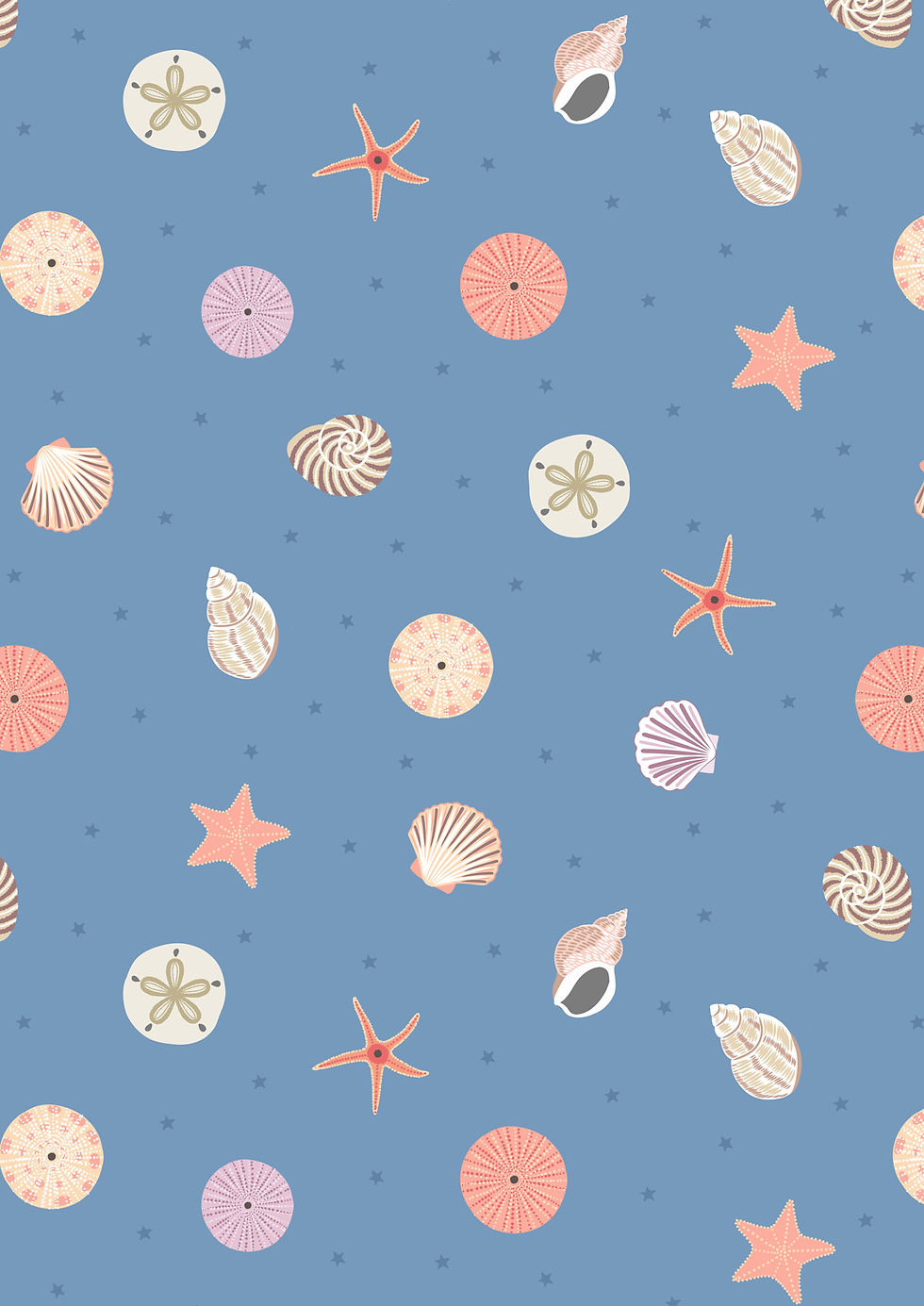 Lewis & Irene 'Small Things Coastal' Seashells on Blue SM60.3