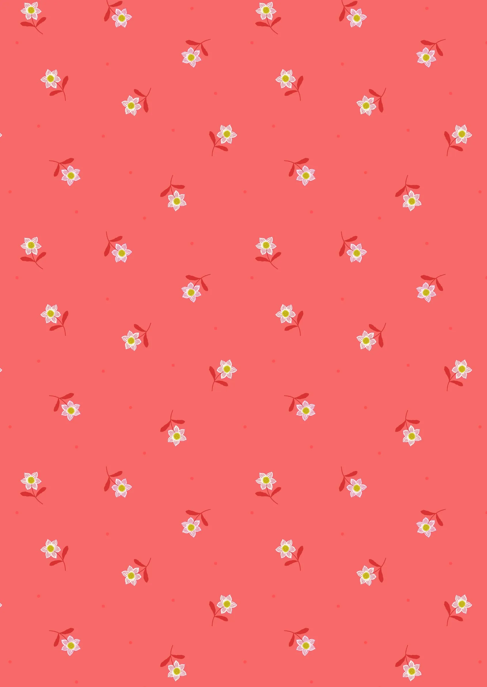 Hibiscus Hummingbird - Little flower dot on dark Coral A594.2